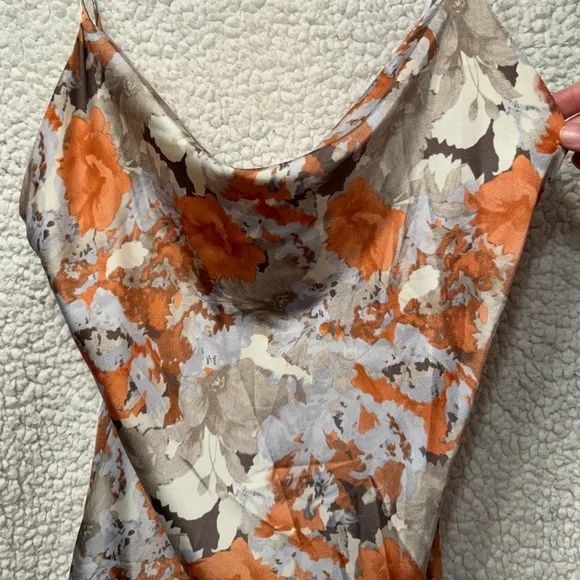 Paper Heart Cowl Neck Satin Slip Floral Dress - Picture 3 of 7